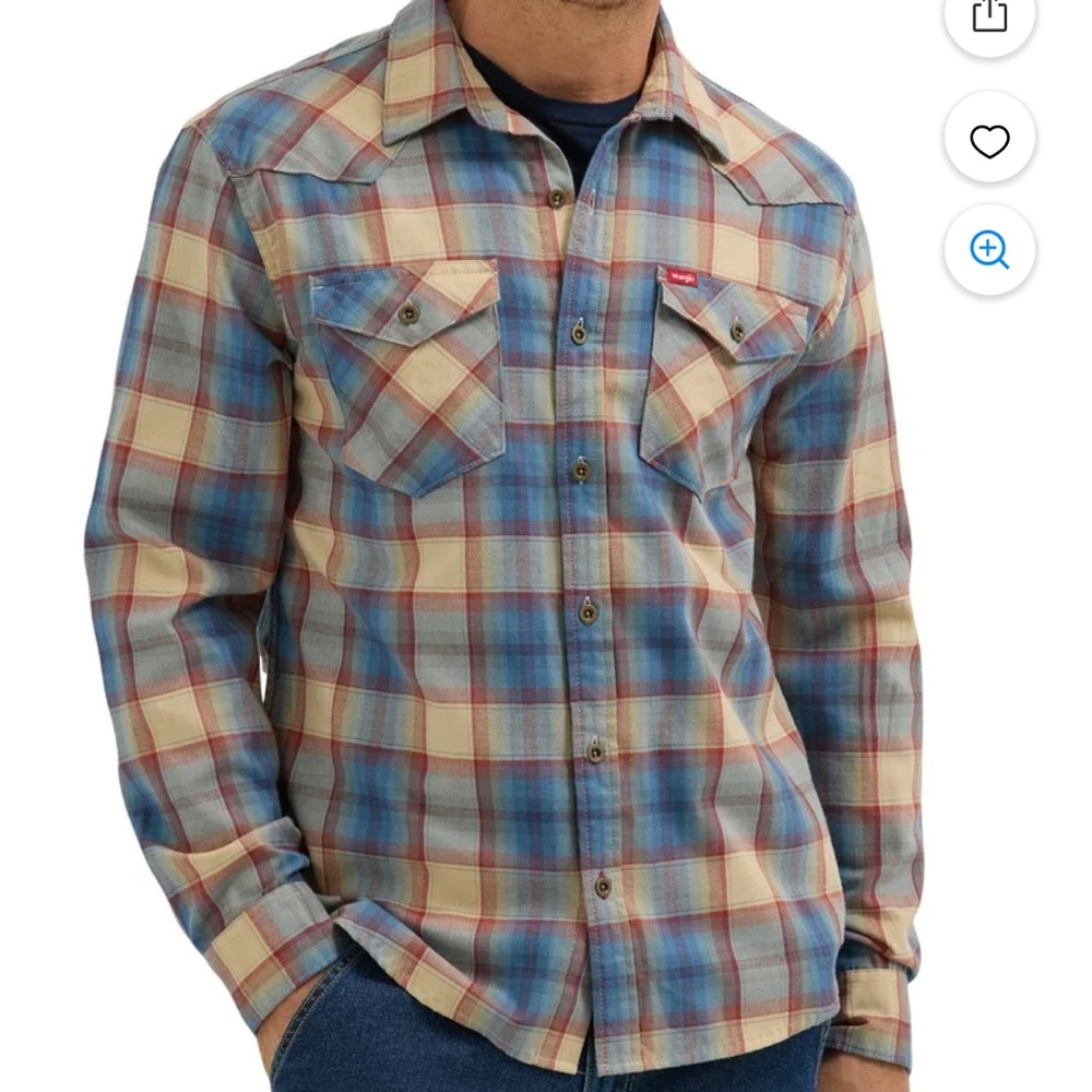 Wrangler Men's Slim Fit Long Sleeve Woven Twill Button Down Shirt L